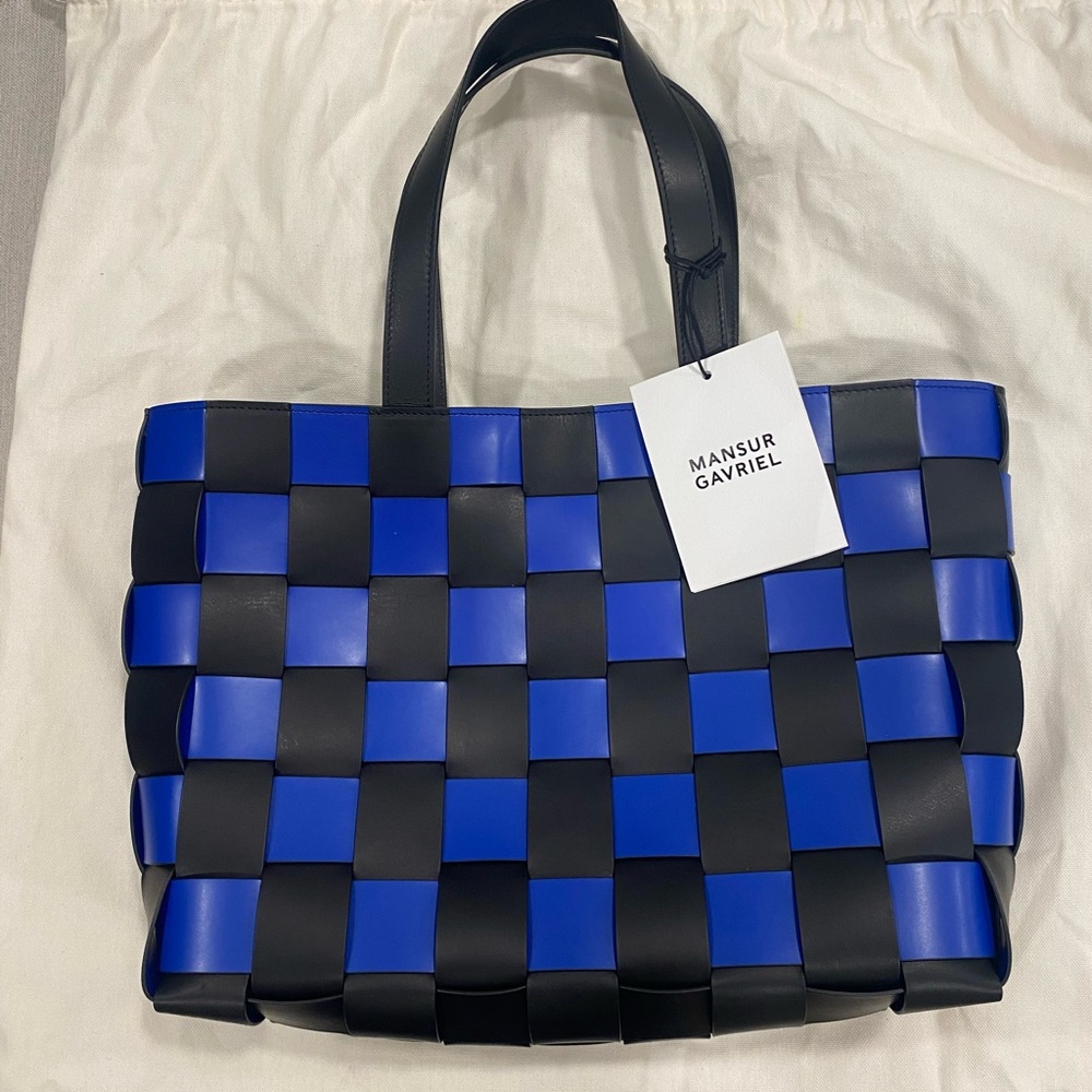Mansur Gavriel Blue Black Woven Tote